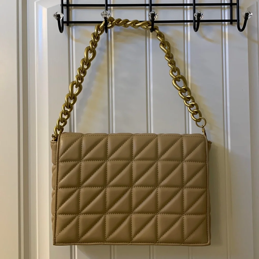 Zara Beige Quilt Leather Bag - Picture 1 of 10